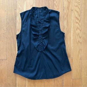 Theory Black Ruffle Sleeveless Top